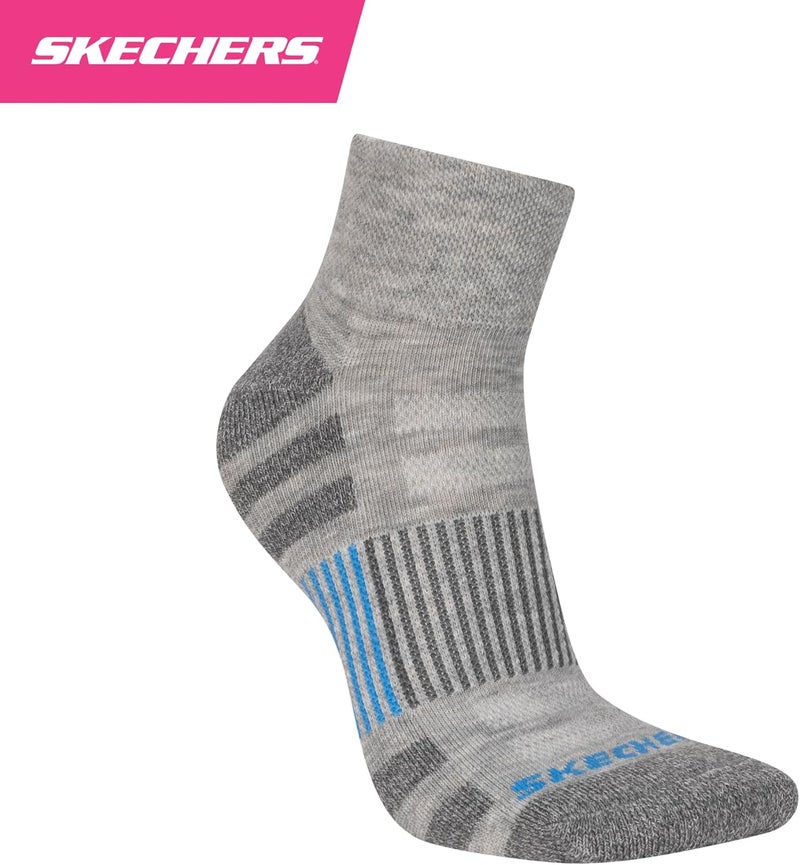 SKECHERS جوارب نسائية عالية الربع من مجموعة العمل 8 قطع، مع وسادة إضافية وتهوية شبكية - Image 5